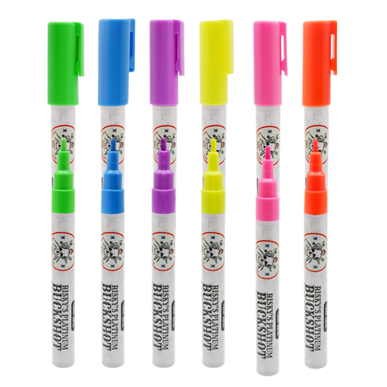Risky's Tools of the Trade Platinum Buckshot 1mm 6 Pack of Fluorescents for Graffiti or Fine Art